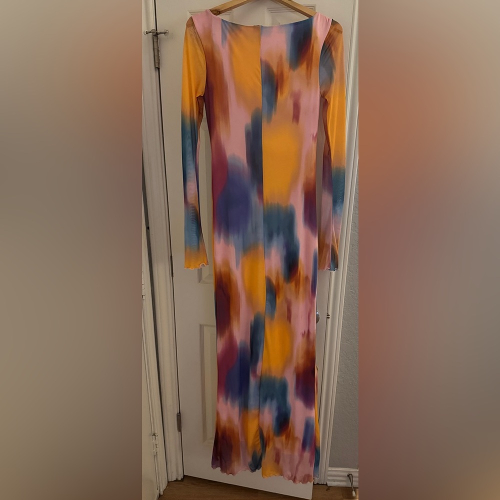 Vero Moda Tall Watercolor Mesh Maxi Dress – S Tall – NWT – Long Sleeve